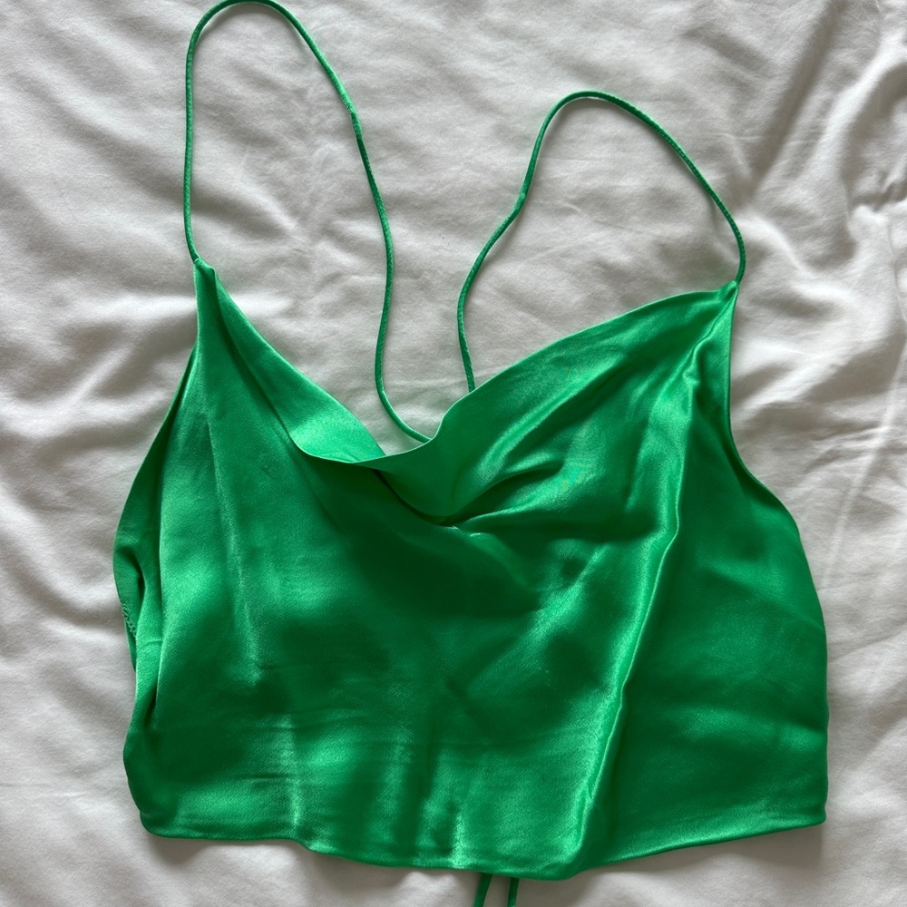 Zara Green Backless Crop Camisole